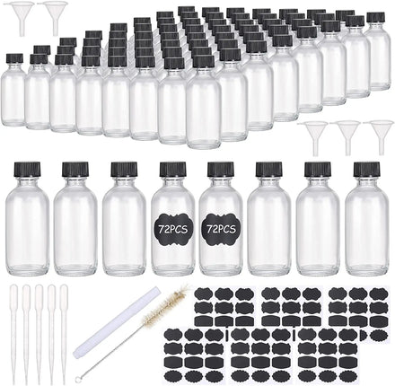 Small 2oz 60ml Clear Glass Boston Travel Jar with Screw Cap for Liquids Like Vanilla Hot Sauce Juice Whiskey