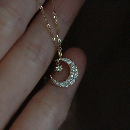 Hot Sale INS Inspired Pure 925 Sterling Silver Women's Jewelry Fancy Clavicle Zircon Crescent Moon Star Trendy Snake Weddings