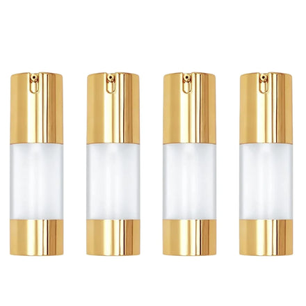 Empty Travel 50ml Refillable Plastic Cosmetic Dispenser Gold Airless Pump Bottle for Liquid Foundation LotionShampoo
