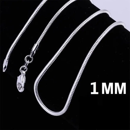Hot Selling Copper Plated 925 Silver Jewelry 1MM Snake Chain with Chain Snake Bone Chain Necklace
