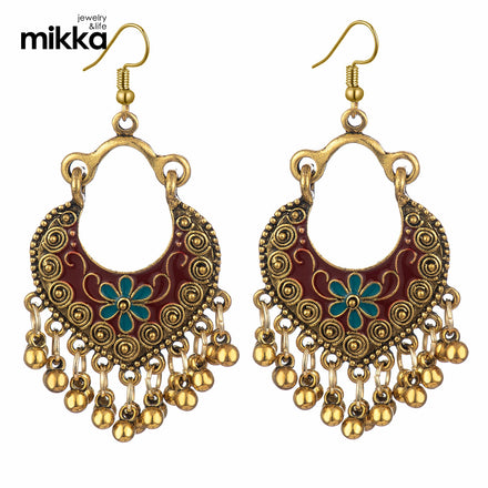 New Fashion Retro Indian Jewelry Ethnic Style Traditional Handpainted Large Jhumka Earrings