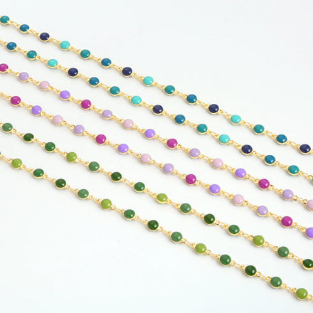 18K Color Preserving Gold Plated Oil Drop Hand Chain Brass Personality Fashion Colorful Necklace Chain DIY Enamel Loose Chain