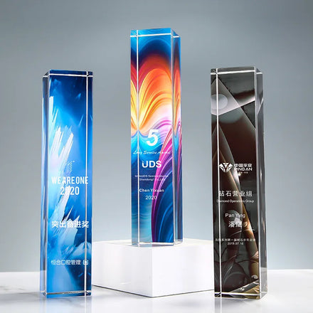 Guangzhou Wholesale K9 Blank Crystal Award Trophy Custom Uv Printing logo Crystal Award Trophy