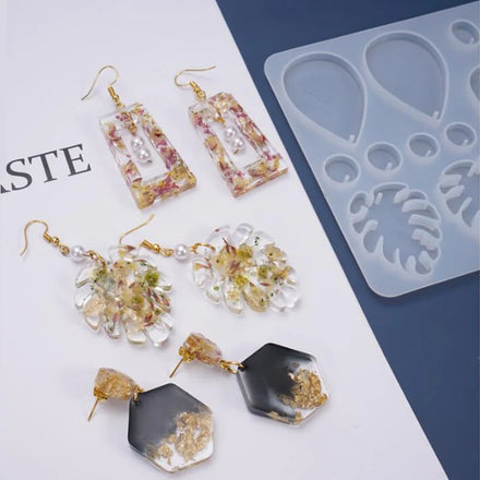 DIY Epoxy Resin Earrings Moulds Silicone Moulds with Hanging Hole Jewelry Making