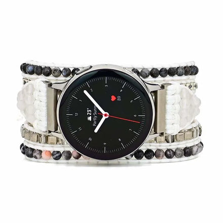 Boho Multi Layers Bracelets Watch Strap Handmade Woven Removable Natural Stone Smart Watch Band