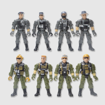 1:12 Scale 8-Piece PVC Anime GI Joe Army Men Toy Soldiers with Movable Arm & Leg for Kids