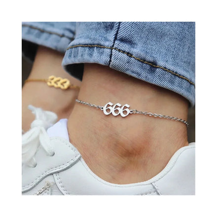 Fashion Foot Jewelry 111 to 999 Number Ankle Bracelet 18k Gold Stainless Steel Angel Number Anklet