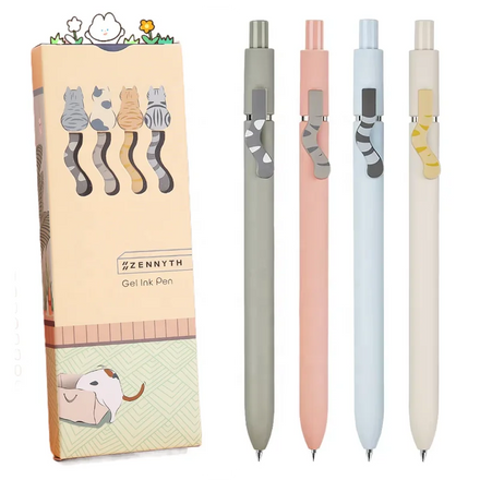 Creative Cute Cat Tail Gel Pen Morandi Cartoon Student Gel Pens Set with Black 0.5mm Ball Stationery Supplies