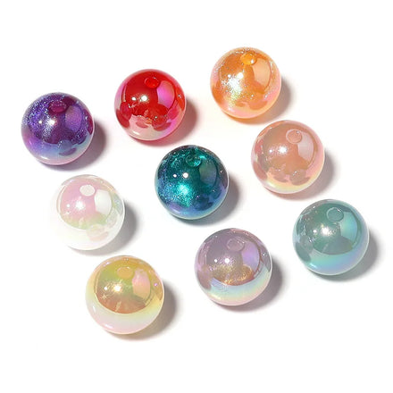 10pcs/bag Acrylic Bubblegum Beads Crystal Glitter Candy Color Gumball Beads for Jewelry Making Bracelet