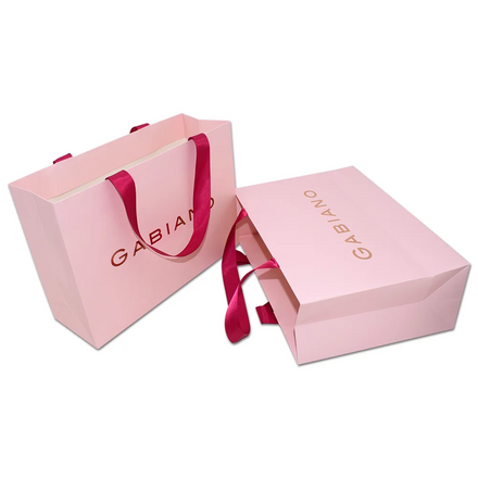 Custom Logo Printed Luxury Pink Art Paper Bag Cardboard Paper Gift Bag With Handles for Gift Box
