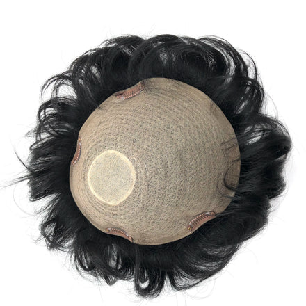 AU Ready to Ship Short Hair Male Wig Head Replacement Black Full Real Hair Replacement Black Machine Weft Silk Men's Toupee