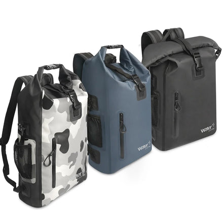 15L Adult Camping Hiking Casual Ocean Pack Outdoor Sports Dry Bag with Zipper Pocket Black Navy Blue Camo Waterproof Backpack