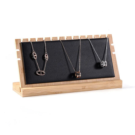 Horizontal Upright Detachable Bamboo Wooden Jewelry Necklace Chain Bracelet Display Rack Holder Stand