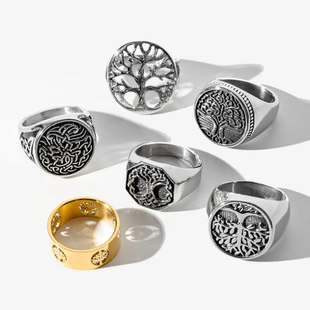 Viking Decoracion Tree of Life Ring RI0103 Norse Viking Jewelry Viking Titanium Steel Rings Bague for Gift