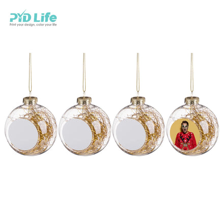 PYD Life Silver 8CM PET Clear Home Sublimation Blank Christmas Hanging Ball Tree Decoration Ornaments