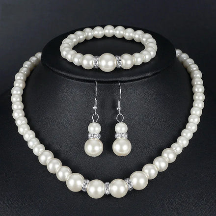 Pearl Necklace Set Includes Stunning Bracelet and Earrings Jewelry Gift for Women