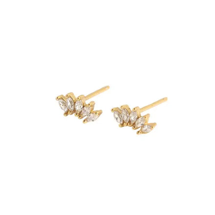 925 Sterling Silver Youth Jewelry Minimalist Horse Eye Earrings Exquisite Marquise CZ Flower Stud Earrings Gold