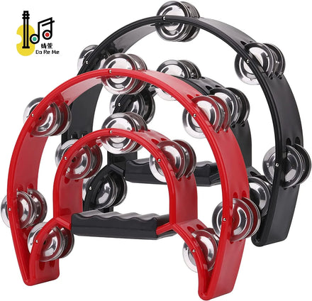 Colorful Double Row Half Moon Handheld Plastic Tambourine the Tambourin Power-2 Factory Price Musical Instrument for Adult Party