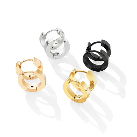 MARONEW Geometric Hypoallergenic Minimalist Jewelry High Polished 18K Gold Plated Stainless Steel Small Huggie Hoop Earring-Gift