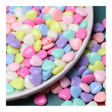 Heart Flat Colorful Cute Kids Girls Jewelry Making Accessory Beads Beautiful Lucite Acrylic Plastic Beads
