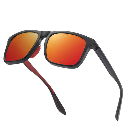 SPARLOO 10473 Red Mirror Vintage Mens Cycling Tr90 Sunglasses Polarized Large Rectangle