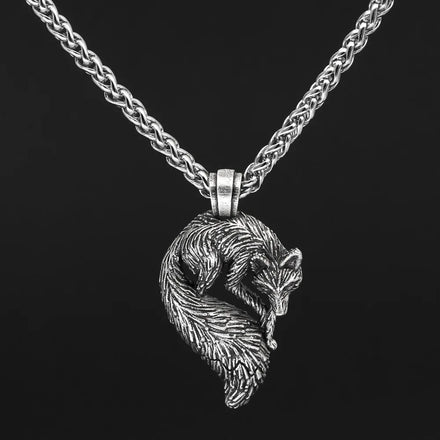 Retro Nordic Fox Pendant Viking Necklace PD05 for Men 316L Stainless Steel Animal Amulet Jewelry Gift