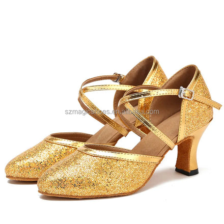 Wedopus Salsa Latin Dance Shoes for Women with Glitter