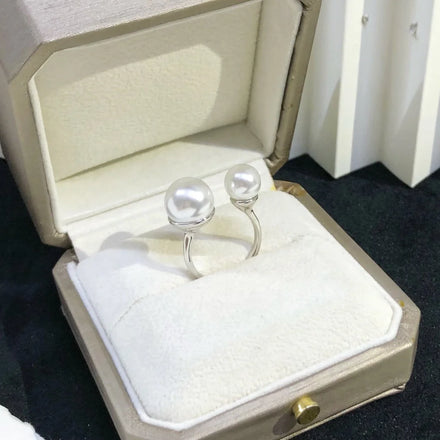 R1099 9-12mm Natural Freshwater Pearl Ring Accessory 925 Sterling Silver Adjustable Size Engagement Jewelry Ring for Women