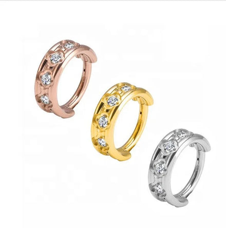 Implant Grade Titanium Cubic Zirconia Hoop Prong Set Huggies Helix Conch Body Jewelry Earrings-Fashion Wedding Children's