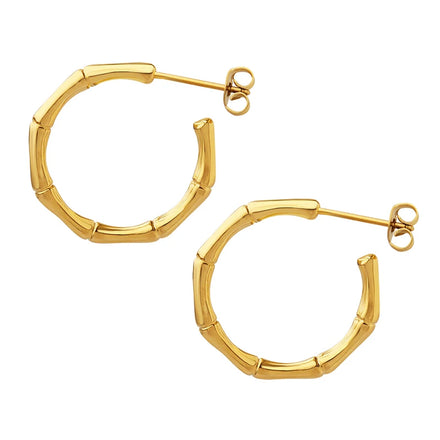 Hot Selling Bamboo C-shaped Personality Earrings Stainless Steel Plated 18K Gold Fashion Jewelry Earrings