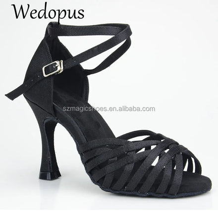Customized Heel Ladingwu Dance Shoes Black Color 9CM