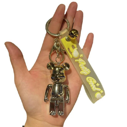 Electroplated Bear Keychain Pendant Acrylic Cute Doll Car Key Mobile Phone Book Bag Pendant Small Gift