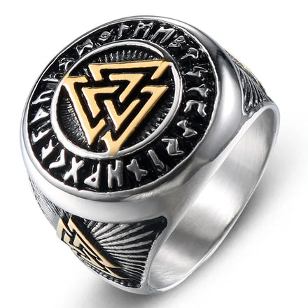 Vintage Nordic Viking Celtic Knot Symbol Ring for Men RI07 Retro Punk Stainless Steel Ring Norse Mythology Amulet Biker Jewelry