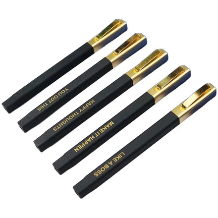 Factory Direct Custom Logo Gold Case Black Sports Promotion Pen Novelty 1.0mm Plastic Ballpoint for Hotel Advertising Gift Soft