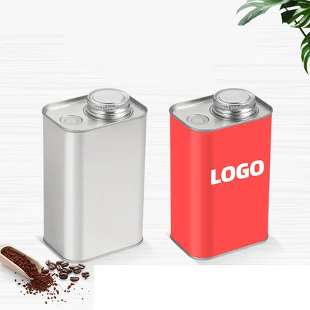 Coffee Packaging Square Tin Cans with Screw Cap and Valve Recycled Materials Custom Size Metal Coffee Bean Containers