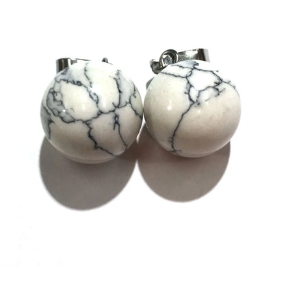 Fashion Chakra Round Stone Pendants Mixed Healing Howlite Gemstone Charms for Necklace Jewelry