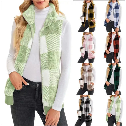 New Fashion Women's Vests & Waistcoats Winter Warm Zipper Woolen Vest Hot Selling Fur Coat for Lady Autumn Jacket