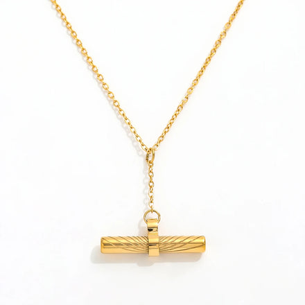 Fenny 18K Gold Plated No Fade Fashion Link Chain Simple Toggle Bar Pendant Necklace Stainless Steel Jewelry Wholesale