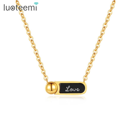 SP-LAM Link Chain Necklace Girl Cute Woman 2021 Gold Jewelry Trendy Letter Stainless Steel Pendant