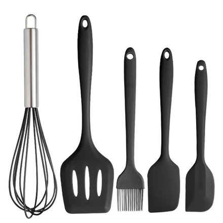 5 Pieces Non-Stick Silicone Cooking Utensils for Kitchen Gadgets Accessories Baking Whisk Spatula Brush Turner Utensils Set