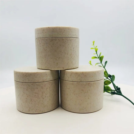 Wheat Biodegradable Cosmetic Containers Recyclable Tan Color 100% Straw Cream Jar 2oz 3oz 8oz 30g 50g 100g  Lotion Jar