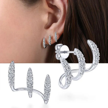 Huitan Wholesale Silver Gold Plating Brass Earrings for Women Fashion Exquisite Crystal CZ Paw Wrap Cuff Claw Stud Earrings