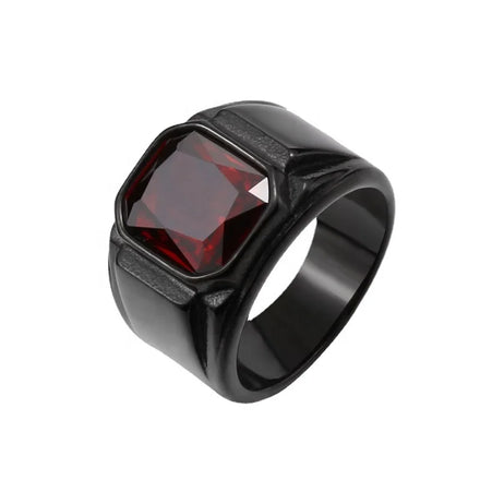Plating Gemstone Ring Wholesale Rings Stainless Steel Vintage Men's Top Quality Ancient Geometric Fast Delivery