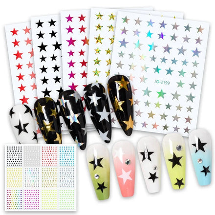 Paso Sico Hot Selling Paper Nail Accessories Shimmer Star Creative False Nail Tips Decoration Nail Sticker DIY 3D