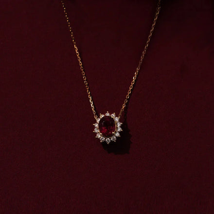 Vintage Luxury Fancy Pure 925 Sterling Silver Clavicle Chain Red Zircon Gemstone Ruby Pendant Necklace for Women Jewelry