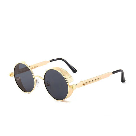Vintage Round Punk Steampunk Sunglasses Gold Metal Frame UV400 Unisex Spring Fashion Retro Eyewear