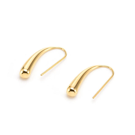 Unique Geometric Waterdrop Hook Earrings Women Fashion Gold Plated Stainless Steel Hypoallergenic Earrings