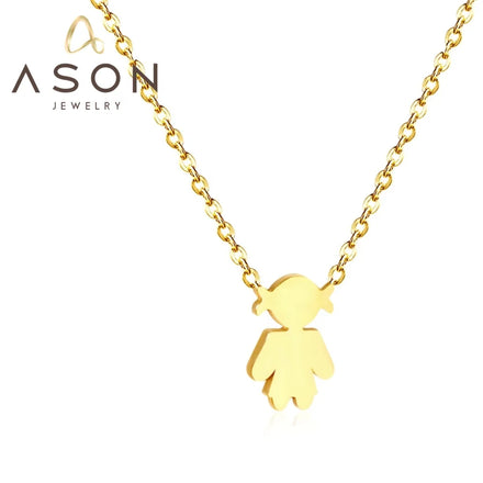 Ason Jewelry Fashion 18K Gold Plated Necklace Cute Stainless Steel Girl's Pendant Necklace