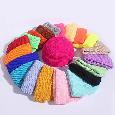Vintage Colorful Winter Hat Skull Knitted Beanie Hats Custom Logo for Women Men Embroidery Printing Designer