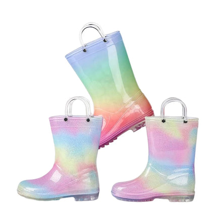 Wholesale Custom Printed Pink PVC Kids Rain Boots Reusable Fashion Designer Waterproof EVA Insole for Summer and Winter